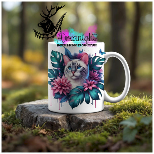 Numérique - Tasse en céramique - Collection Monstera & Animaux - Chat Bengal Snow