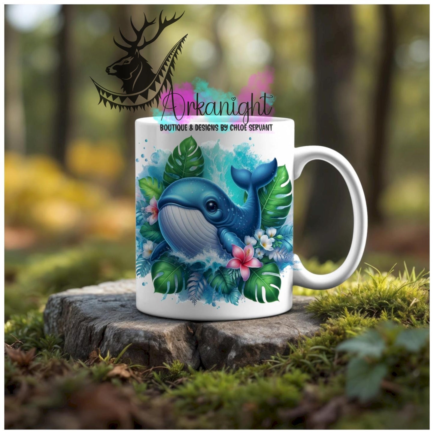Numérique - Tasse en céramique - Collection Monstera & Animaux - Bébé Baleine