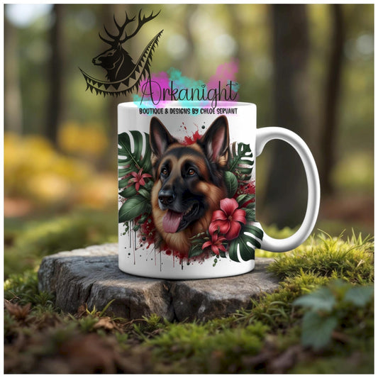 Numérique - Tasse en céramique - Collection Monstera & Animaux - Chien Berger Allemand
