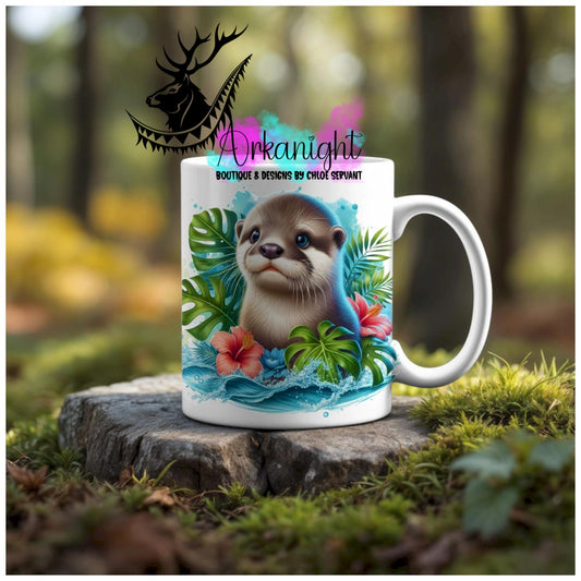 Numérique - Tasse en céramique - Collection Monstera & Animaux - Bébé Loutre