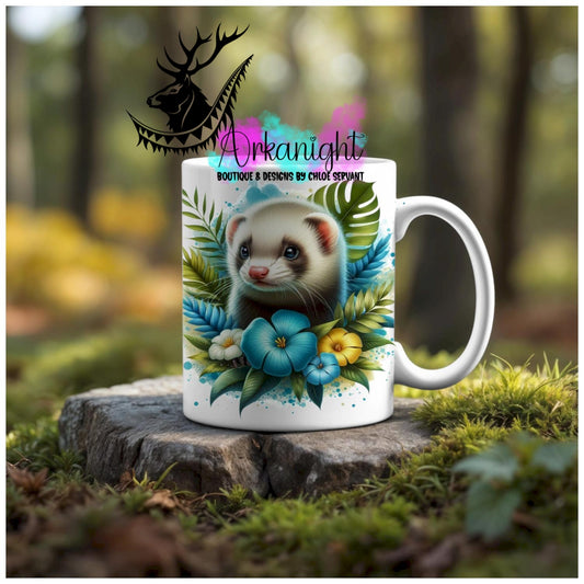 Numérique - Tasse en céramique - Collection Monstera & Animaux - Furet