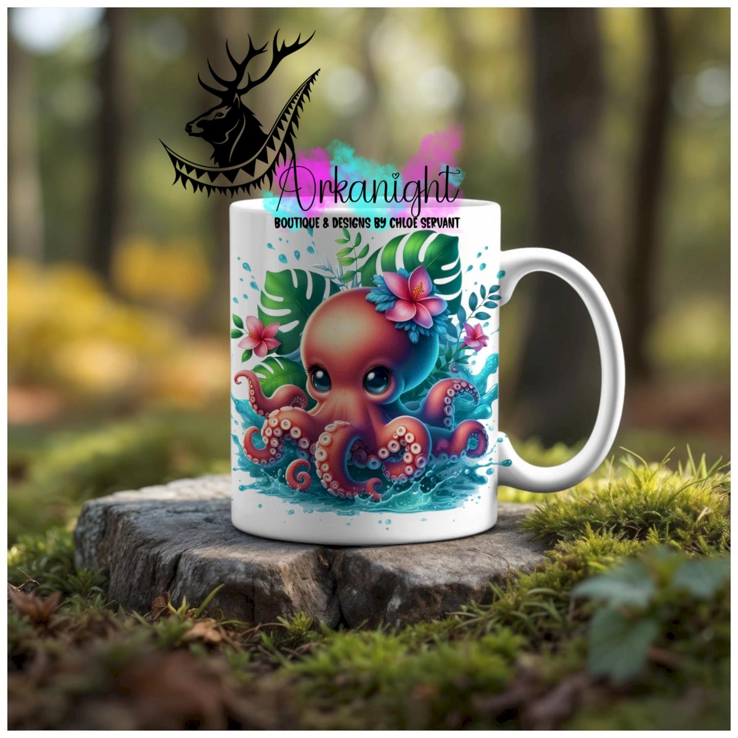 Numérique - Tasse en céramique - Collection Monstera & Animaux - Pieuvre