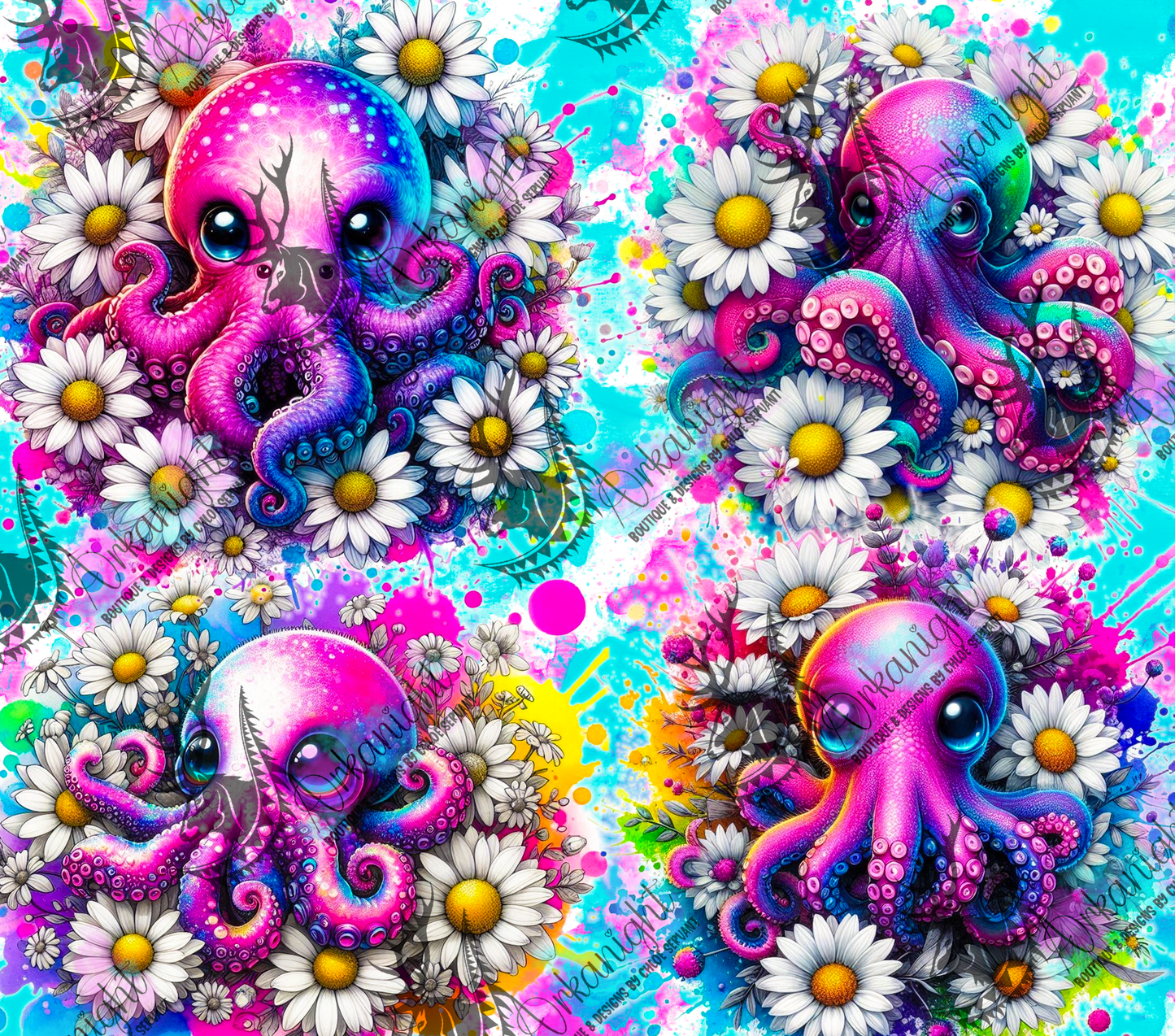 Numérique - Collection Vivid Colors & Flowers - Animaux - Pieuvre
