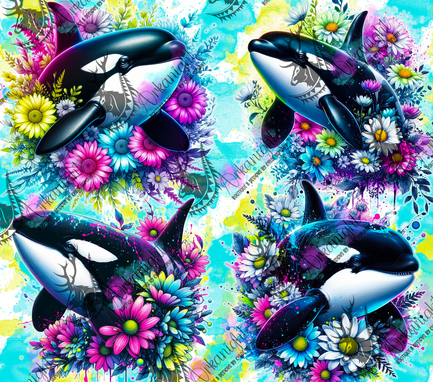 Numérique - Collection Vivid Colors & Flowers - Animaux - Orques