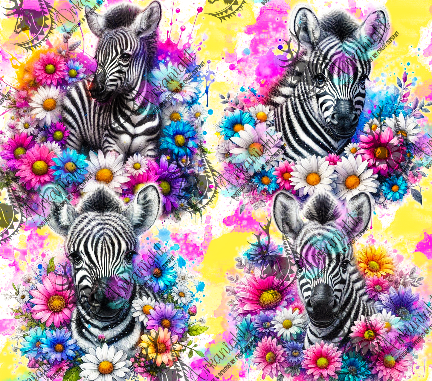 Numérique - Collection Vivid Colors & Flowers - Animaux - Bébé Zèbre