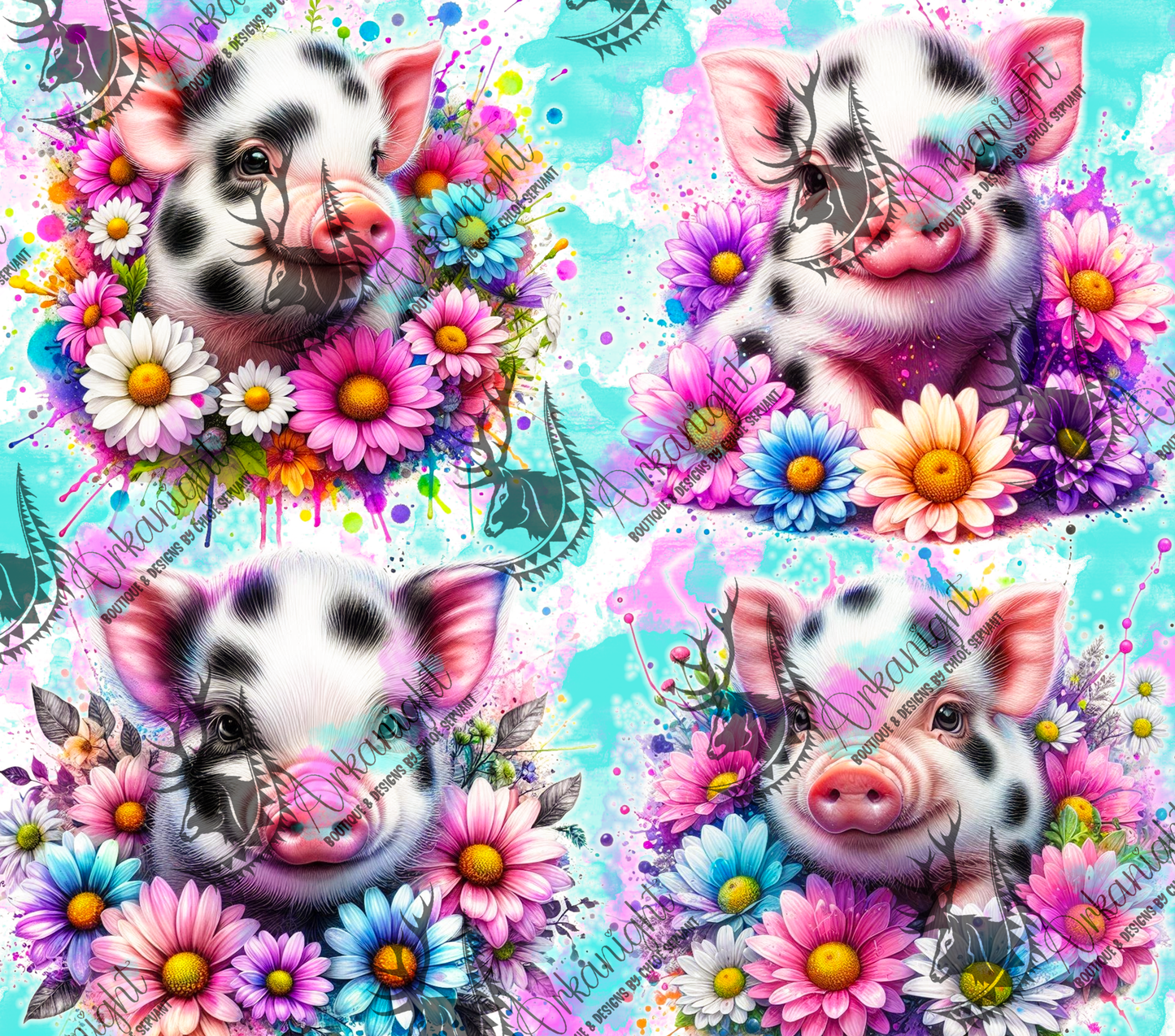 Numérique - Collection Vivid Colors & Flowers - Animaux - Cochon Miniature