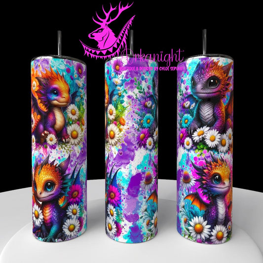 Gourde sur commande - Collection Vivid Colors & Flowers - Dragon - Mauve & Orange