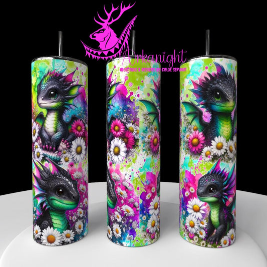 Gourde sur commande - Collection Vivid Colors & Flowers - Dragon - Noir & Vert
