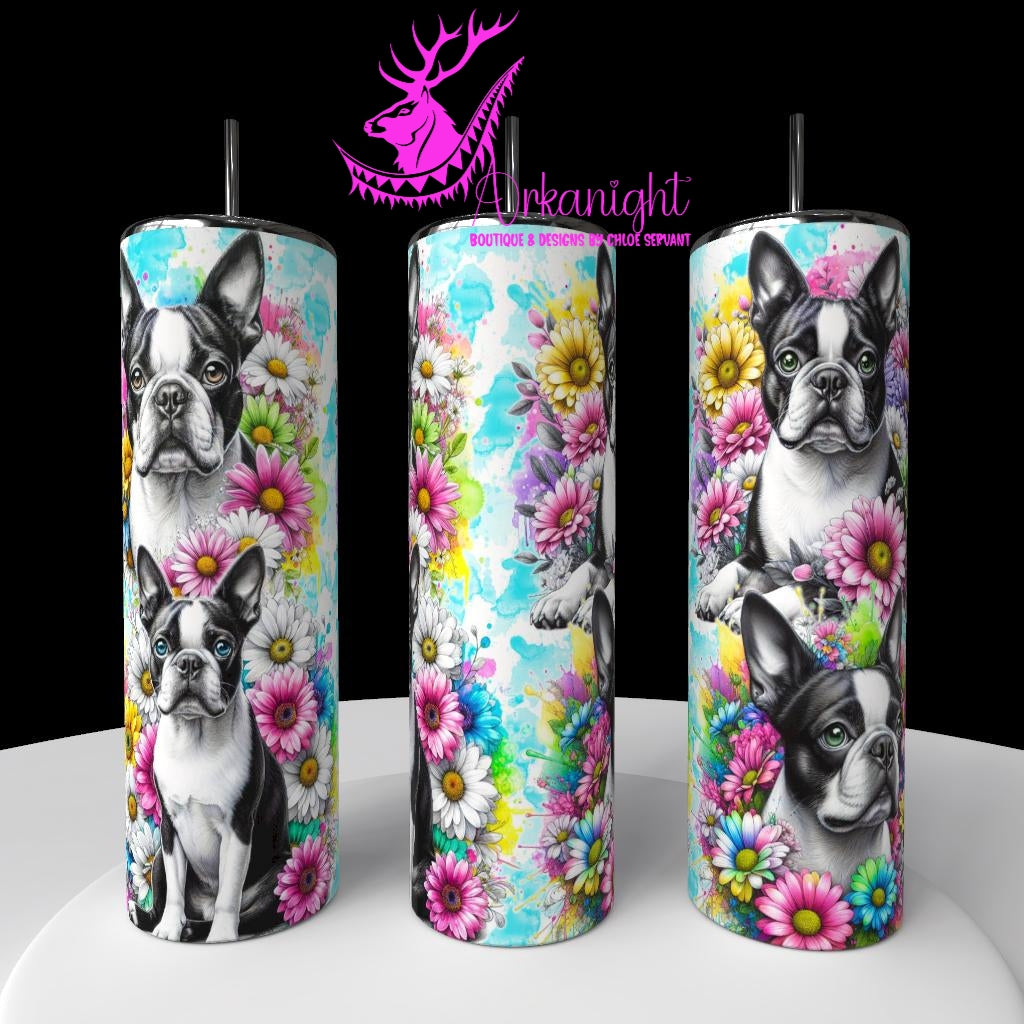 Gourde sur commande - Collection Vivid Colors & Flowers - Chien - Boston Terrier