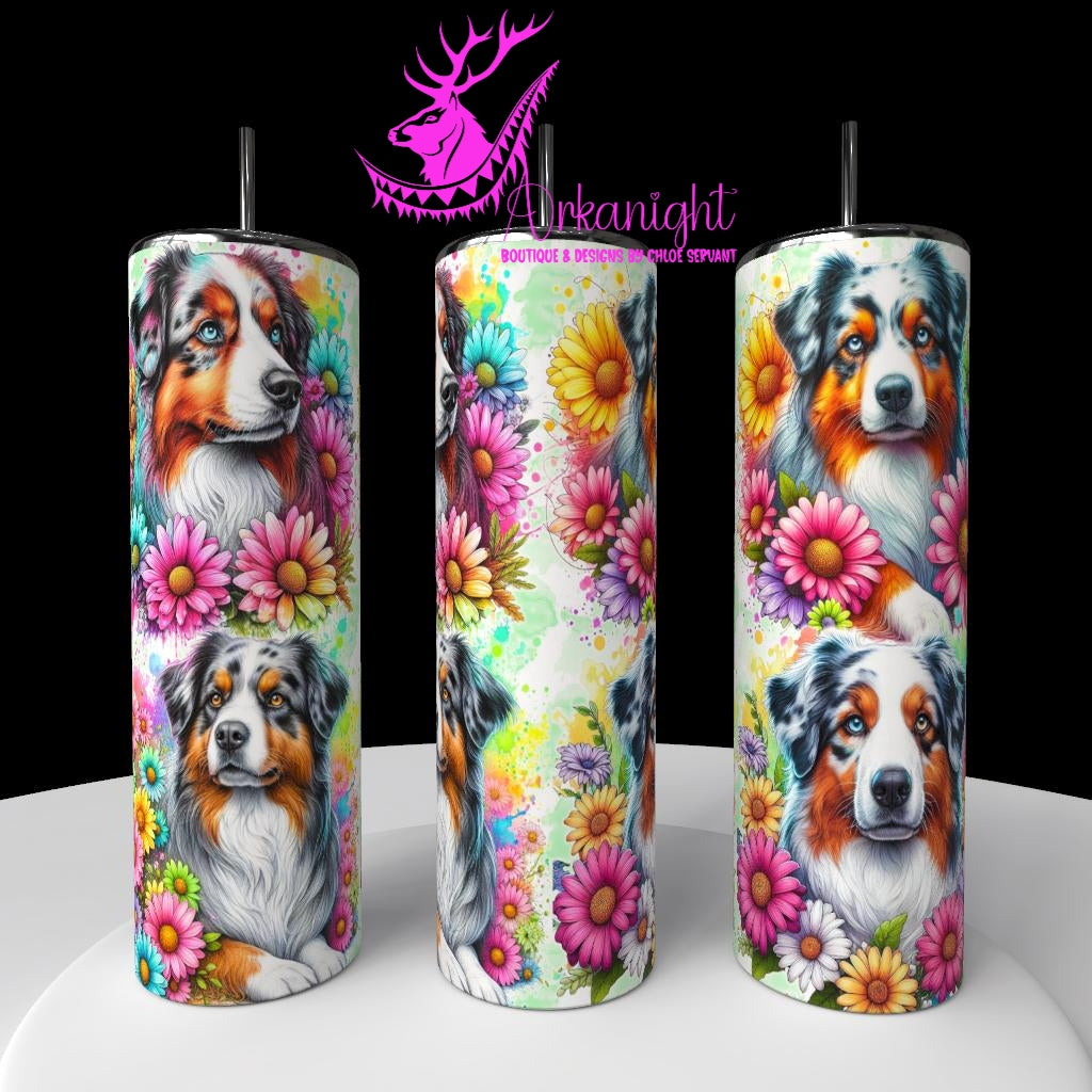 Gourde sur commande - Collection Vivid Colors & Flowers - Chien - Berger Australien Bleu Merle