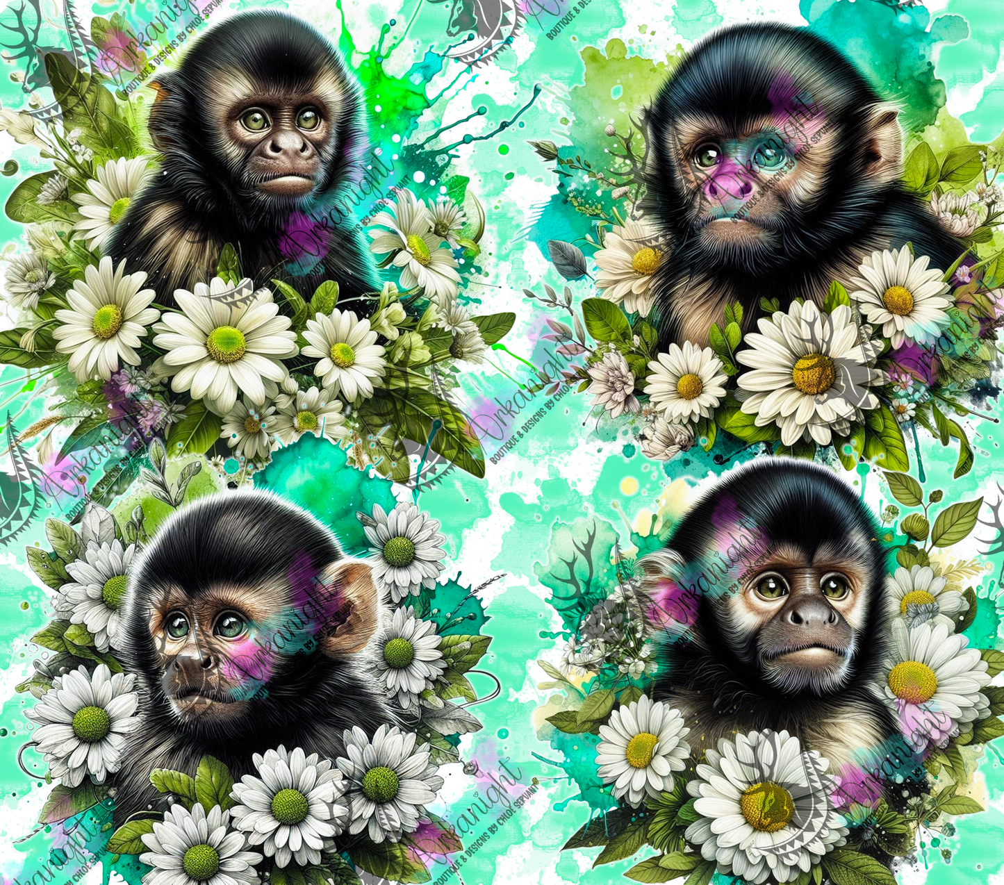 Numérique - Collection Vivid Colors & Flowers - Animaux - Singe Capucin