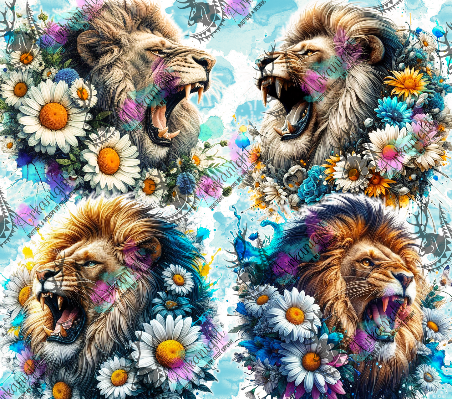 Numérique - Collection Vivid Colors & Flowers - Animaux - Lion qui Rugis