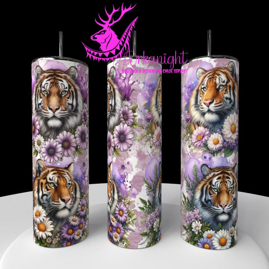 Gourde sur commande - Collection Vivid Colors & Flowers - Animaux - Tigre - Teinte de lilas