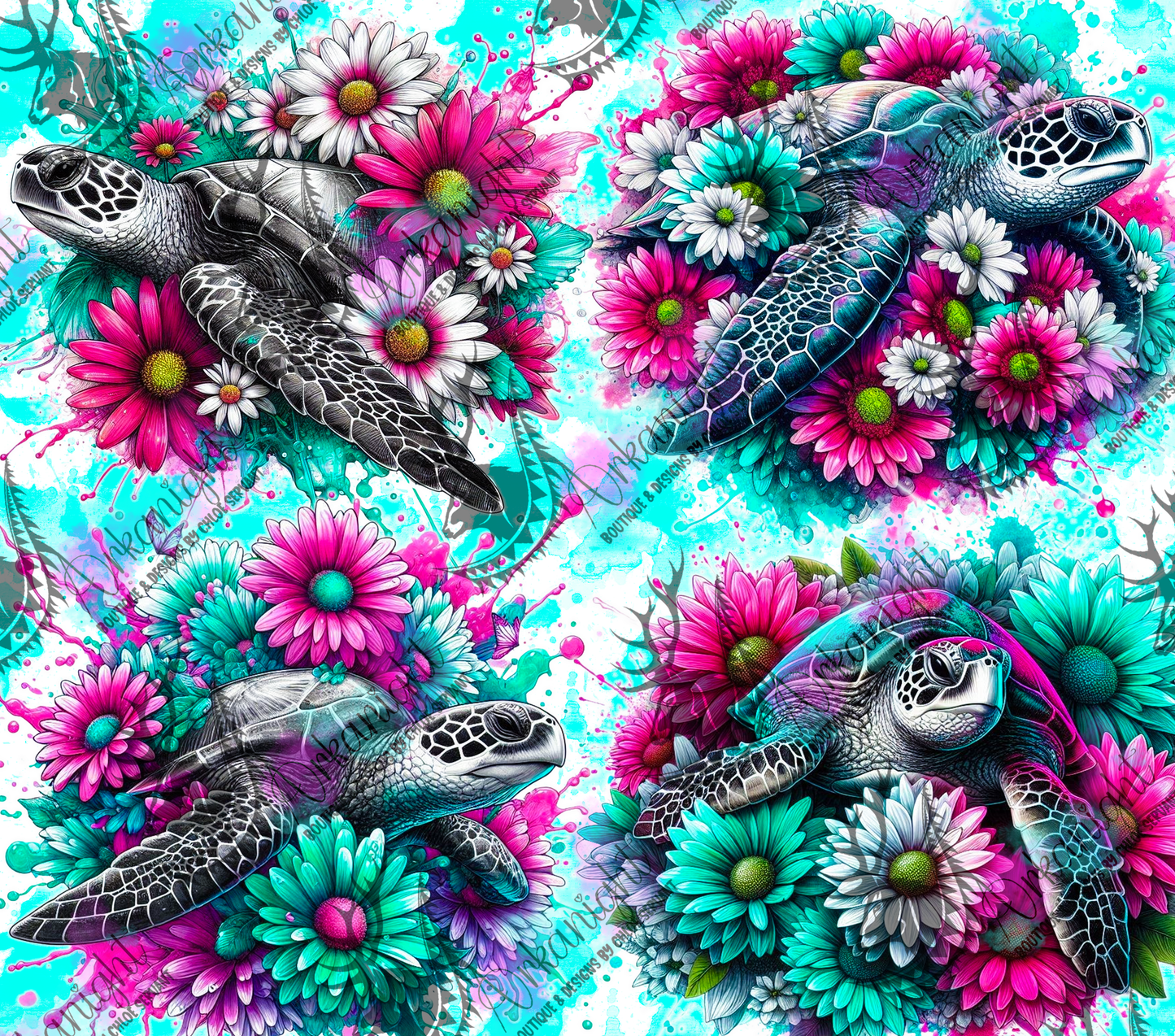 Numérique - Collection Vivid Colors & Flowers - Animaux - Tortue de mer