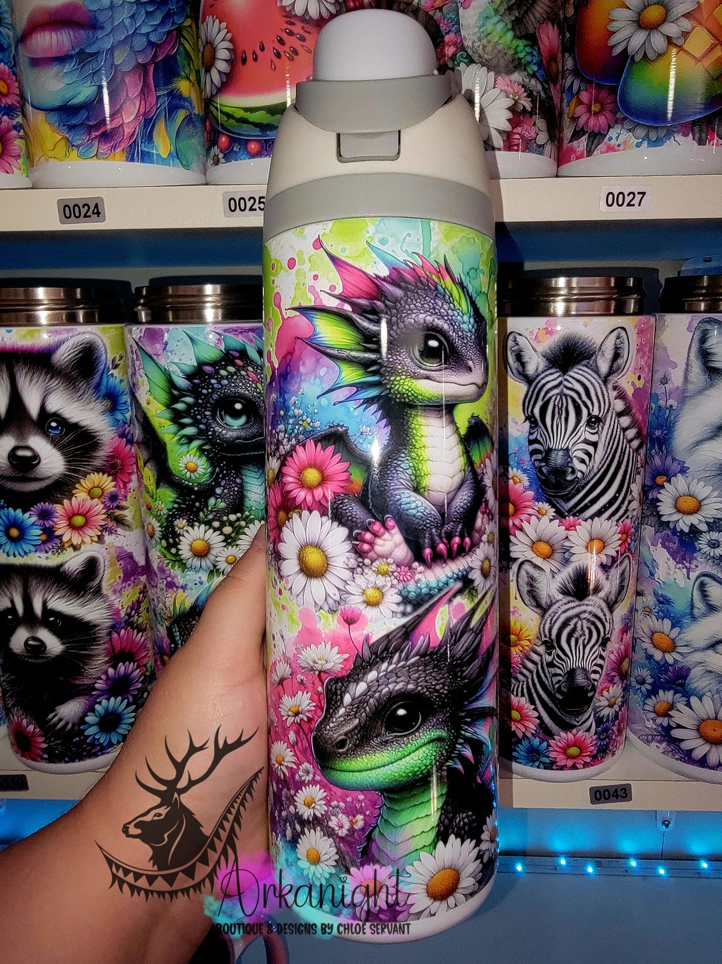 Owala DUPE 24 oz sur commande - Collection Vivid colors & Flowers - Dragon - Multicolors