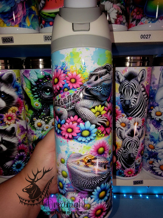 Owala DUPE 24 oz sur commande - Collection Vivid colors & Flowers - Dragon Barbu