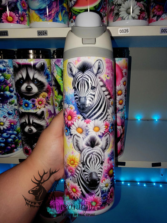 Owala DUPE 24 oz sur commande - Collection Vivid colors & Flowers - Zèbre
