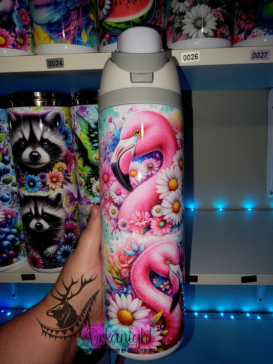 Owala DUPE 24 oz sur commande - Collection Vivid colors & Flowers - Flamant Rose