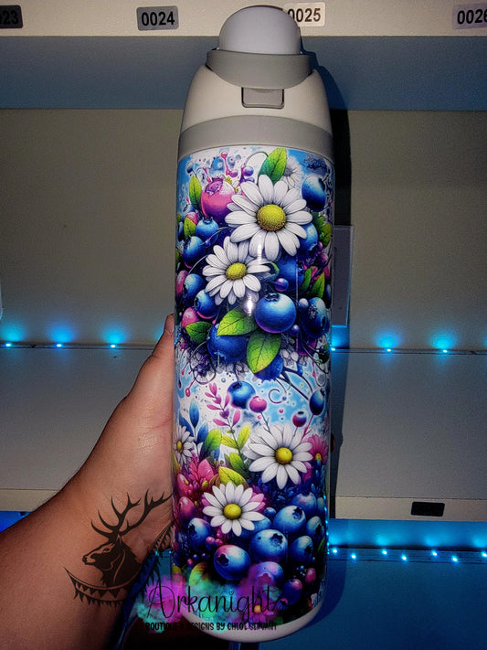 Owala DUPE 24 oz sur commande - Collection Vivid colors & Flowers - Bleuet