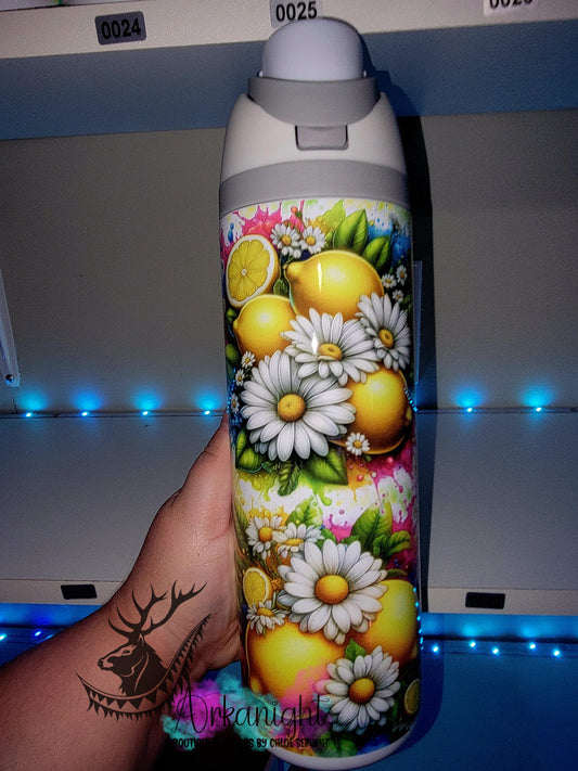 Owala DUPE 24 oz sur commande - Collection Vivid colors & Flowers - Citron