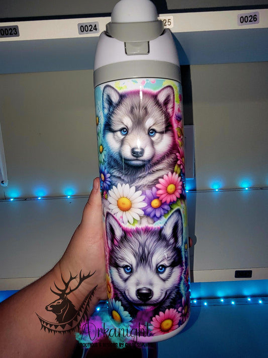 Owala DUPE 24 oz sur commande - Collection Vivid colors & Flowers - Louveteaux Gris