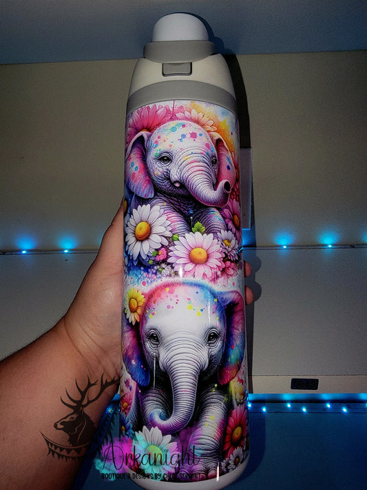 Owala DUPE 24 oz sur commande - Collection Vivid colors & Flowers - Bébés Éléphants