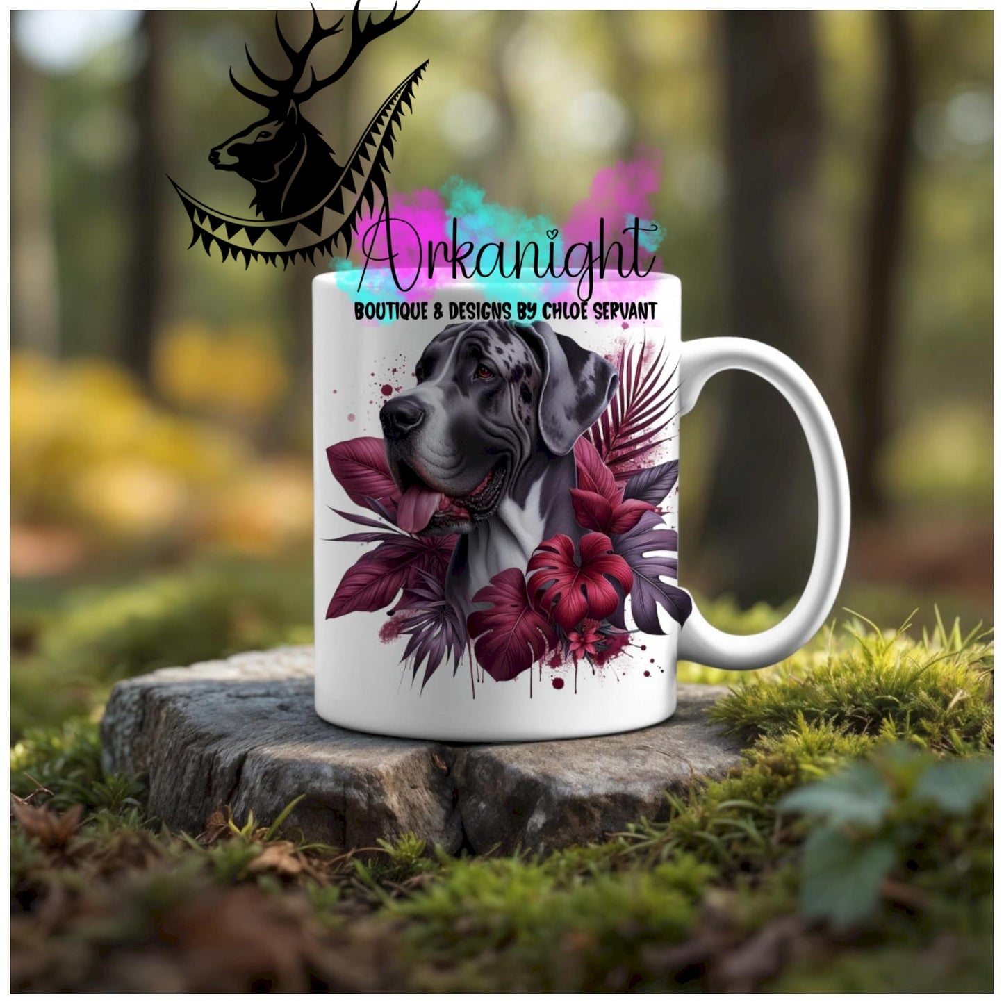 Numérique - Tasse en céramique - Collection Monstera & Animaux - Chien Danois