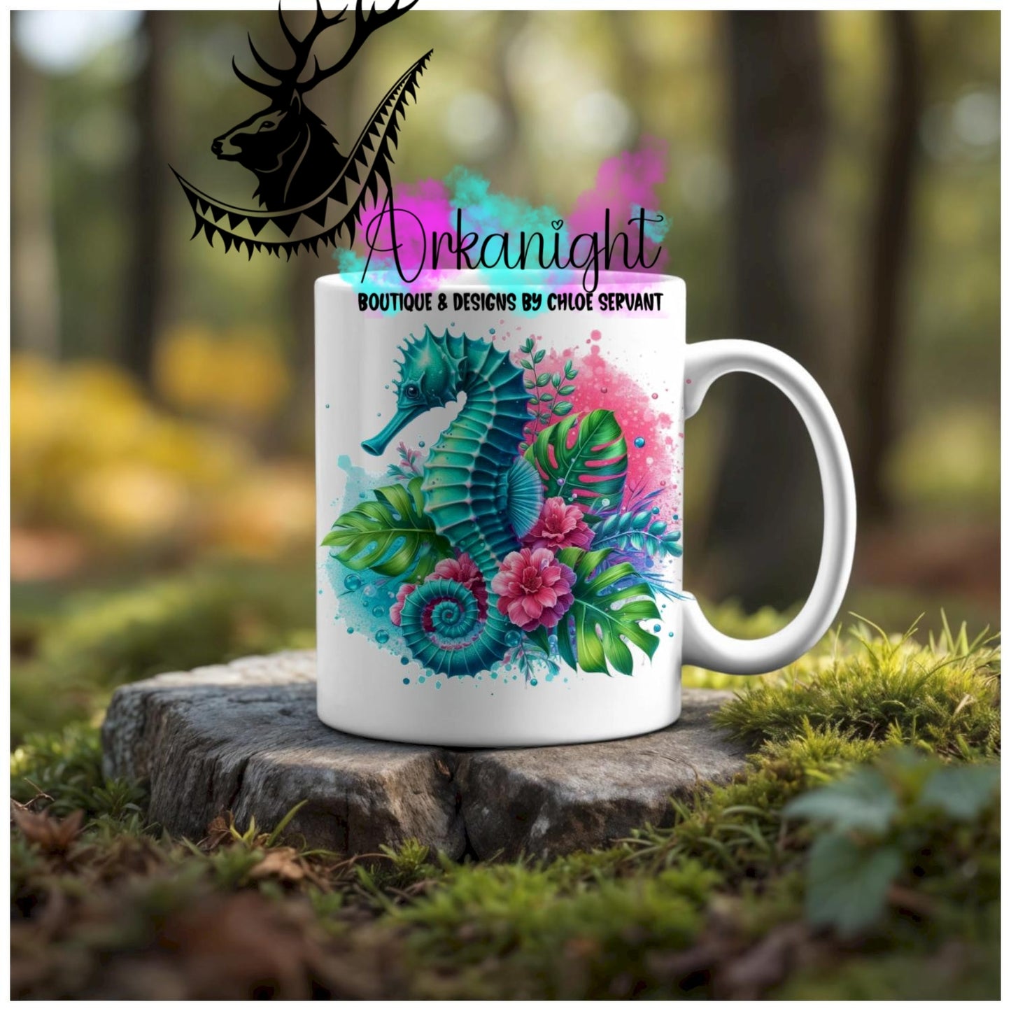 Numérique - Tasse en céramique - Collection Monstera & Animaux - Hippocampes