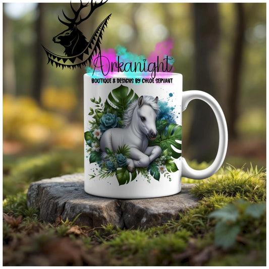 Numérique - Tasse en céramique - Collection Monstera & Animaux - Poulain Blanc
