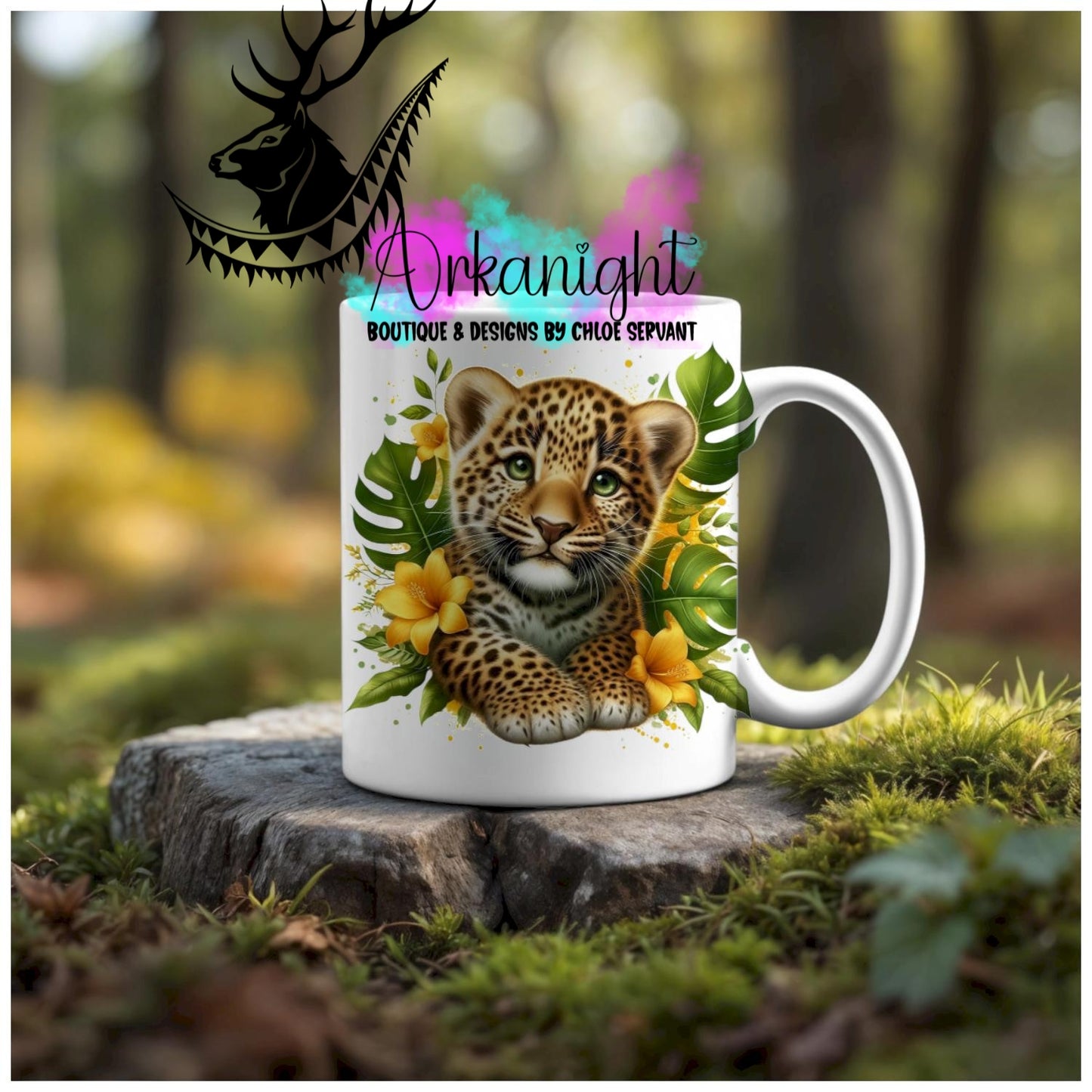 Numérique - Tasse en céramique - Collection Monstera & Animaux - Bébé Léopard