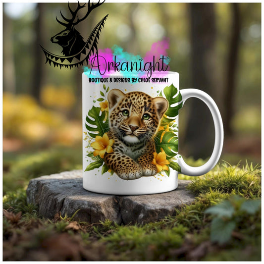 Numérique - Tasse en céramique - Collection Monstera & Animaux - Bébé Léopard