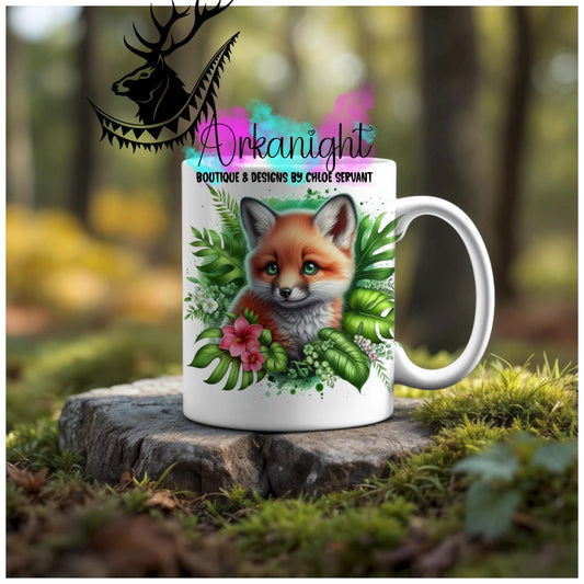 Numérique - Tasse en céramique - Collection Monstera & Animaux - Bébé Renard