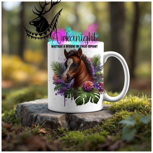 Numérique - Tasse en céramique - Collection Monstera & Animaux - Poulain Brun