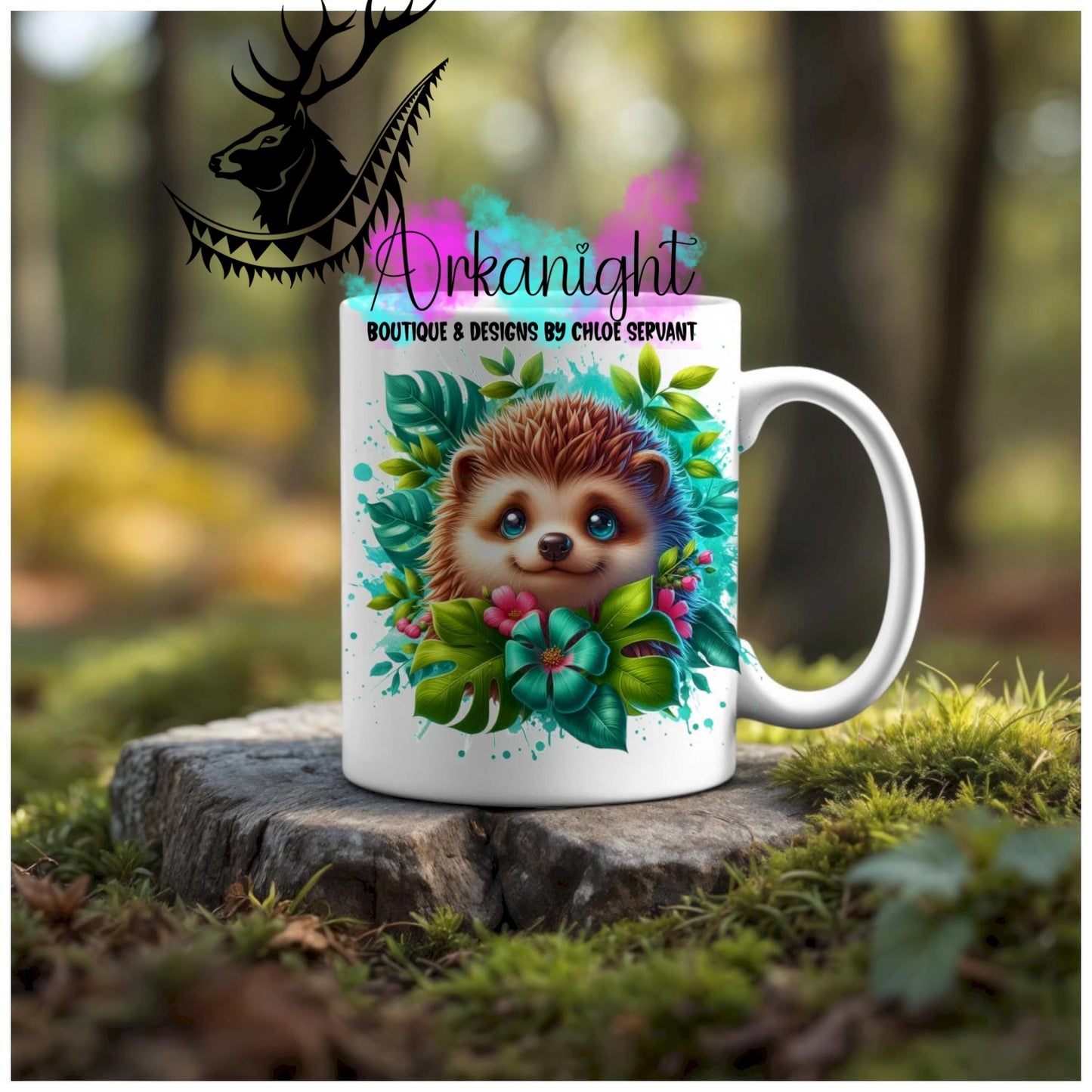Numérique - Tasse en céramique - Collection Monstera & Animaux - Hérisson