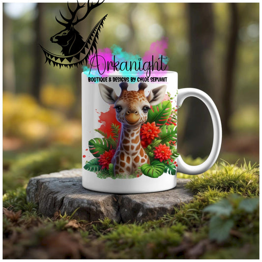 Numérique - Tasse en céramique - Collection Monstera & Animaux - Bébé Giraffe