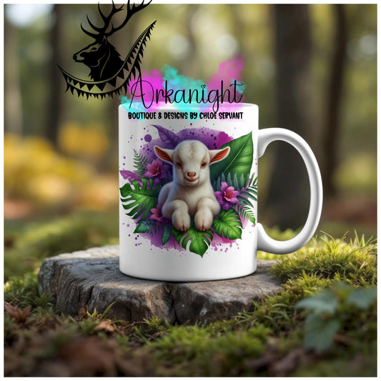 Numérique - Tasse en céramique - Collection Monstera & Animaux - Bébé Chèvre