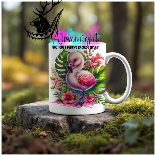Numérique - Tasse en céramique - Collection Monstera & Animaux - Bébé Flamant