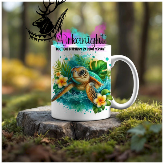 Numérique - Tasse en céramique - Collection Monstera & Animaux - Bébé Tortue de mer