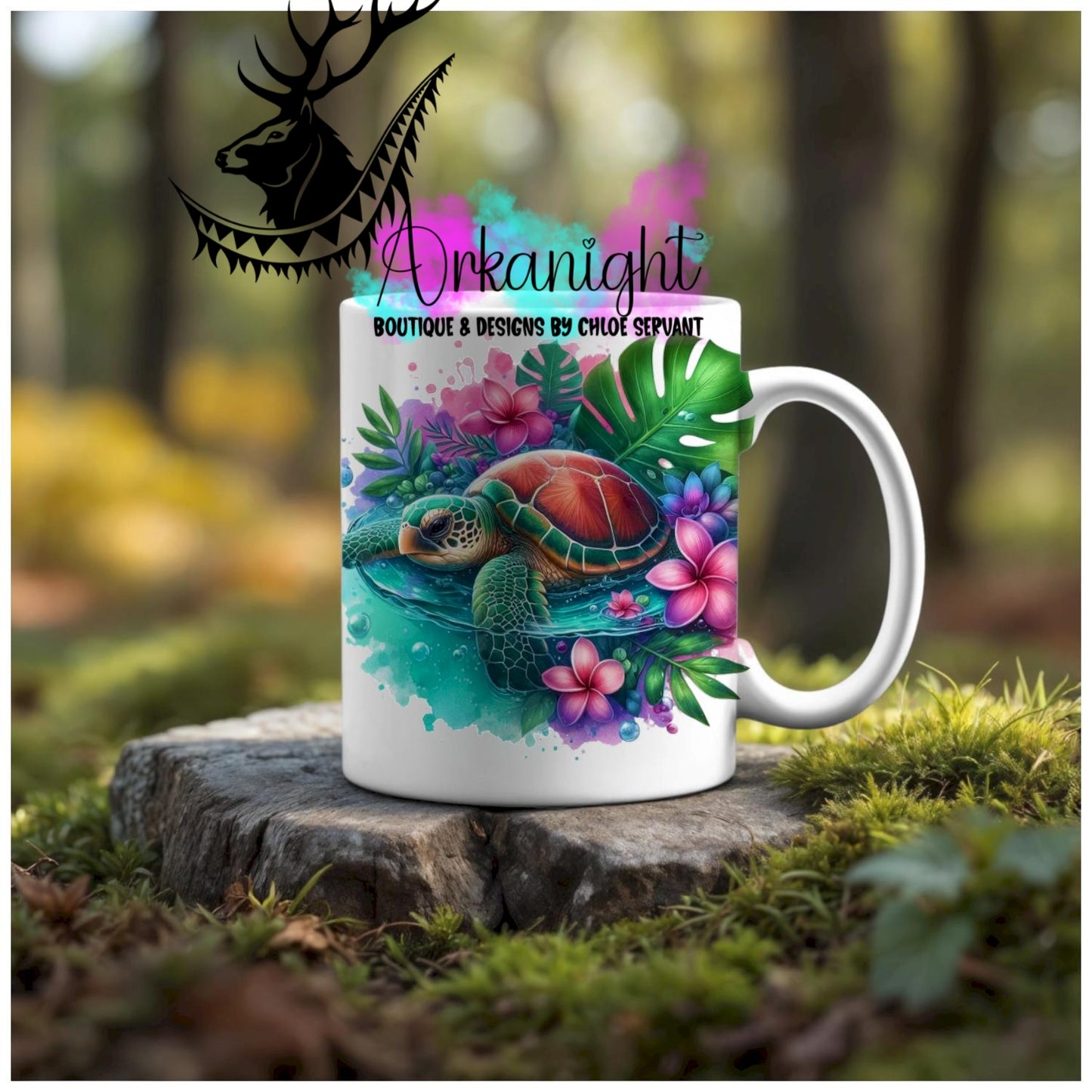 Numérique - Tasse en céramique - Collection Monstera & Animaux - Tortue de mer Turquoise