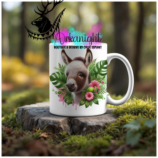 Numérique - Tasse en céramique - Collection Monstera & Animaux - Bébé Âne