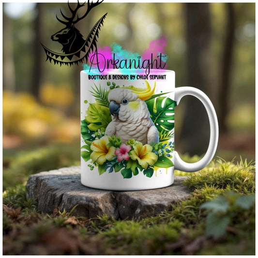 Numérique - Tasse en céramique - Collection Monstera & Animaux - Oiseaux Cacatoès