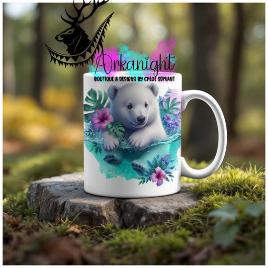Numérique - Tasse en céramique - Collection Monstera & Animaux - Ours Polaire