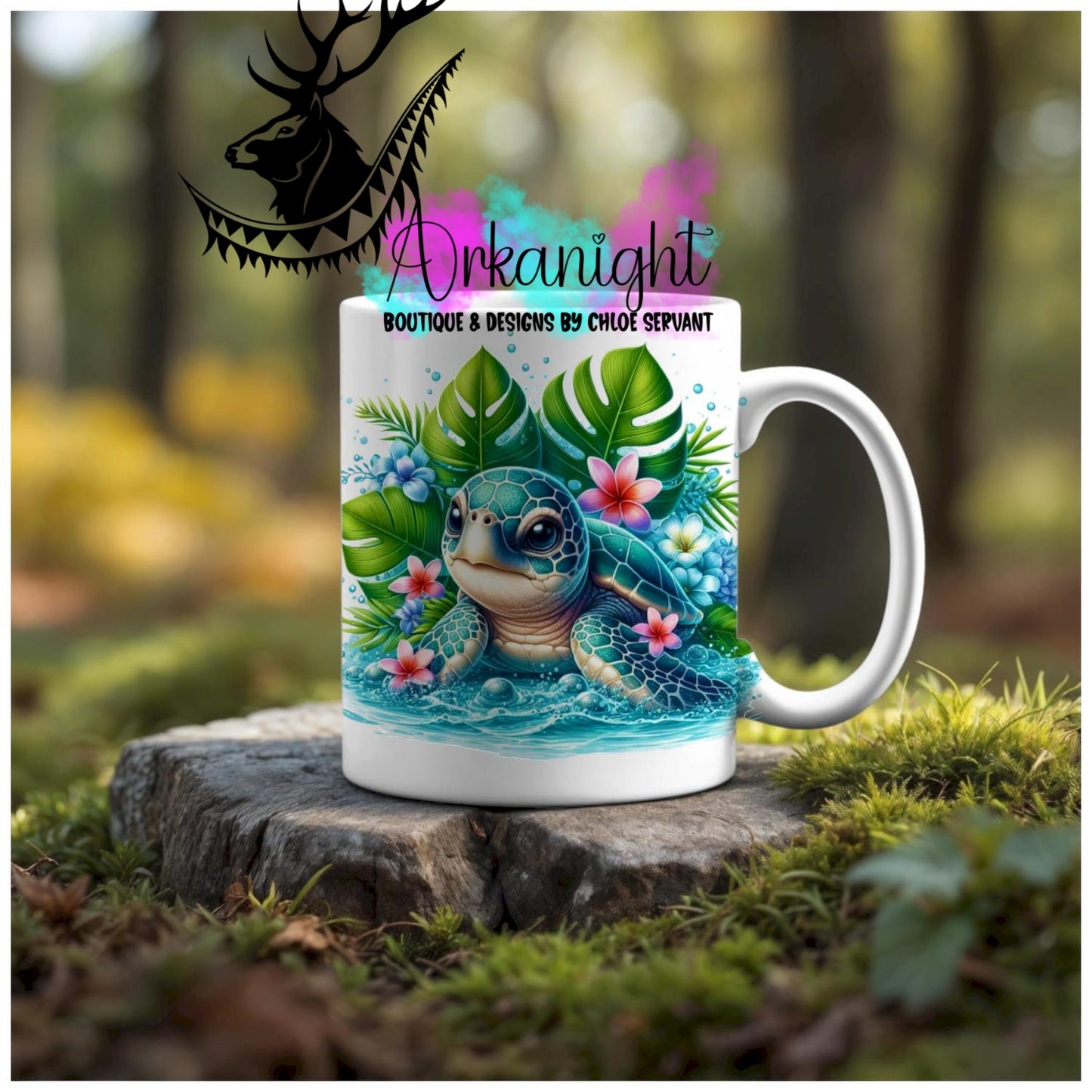 Numérique - Tasse en céramique - Collection Monstera & Animaux - Tortue de mer - 02