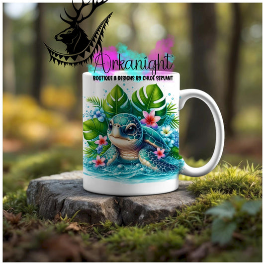 Numérique - Tasse en céramique - Collection Monstera & Animaux - Tortue de mer - 02