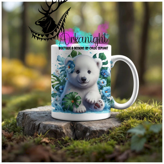 Numérique - Tasse en céramique - Collection Monstera & Animaux - Ours Polaire