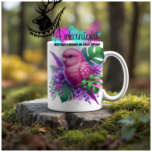 Numérique - Tasse en céramique - Collection Monstera & Animaux - Bébé Péruche Rose