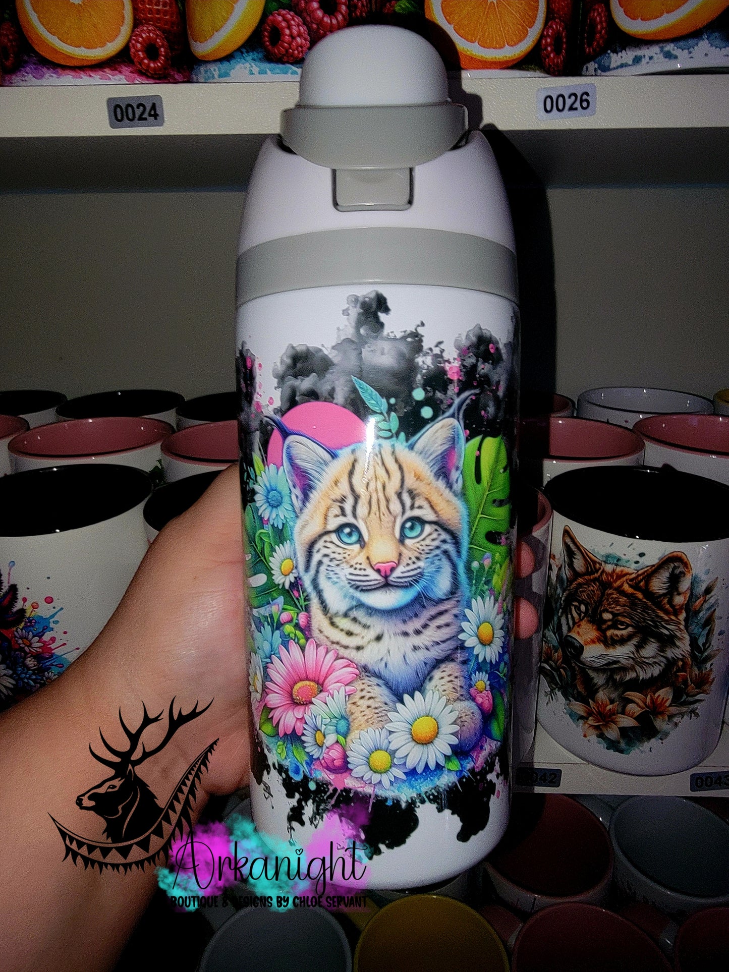 Gourde Owala DUPE 16 oz pour enfant - Sur Commande - Collection Vivid Colors & Flowers - Lynx
