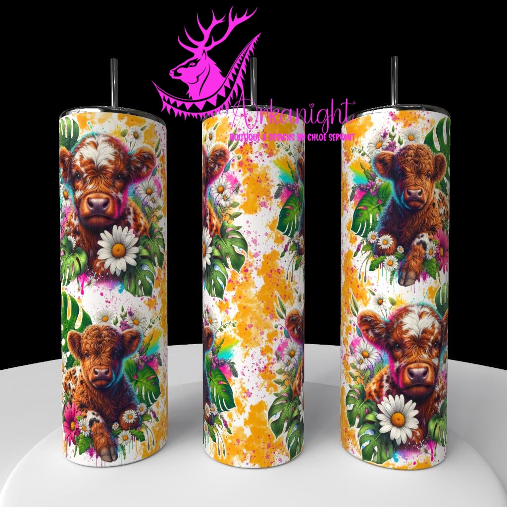 Gourde sur commande - Collection Vivid Colors & Flowers - Animaux - Vache Highland Rousse & Blanche