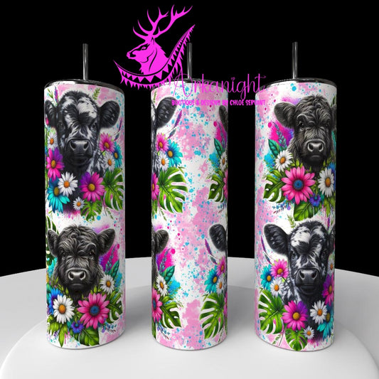 Numérique - Collection Vivid Colors & Flowers - Animaux - Vache Highland Noire et Blanche