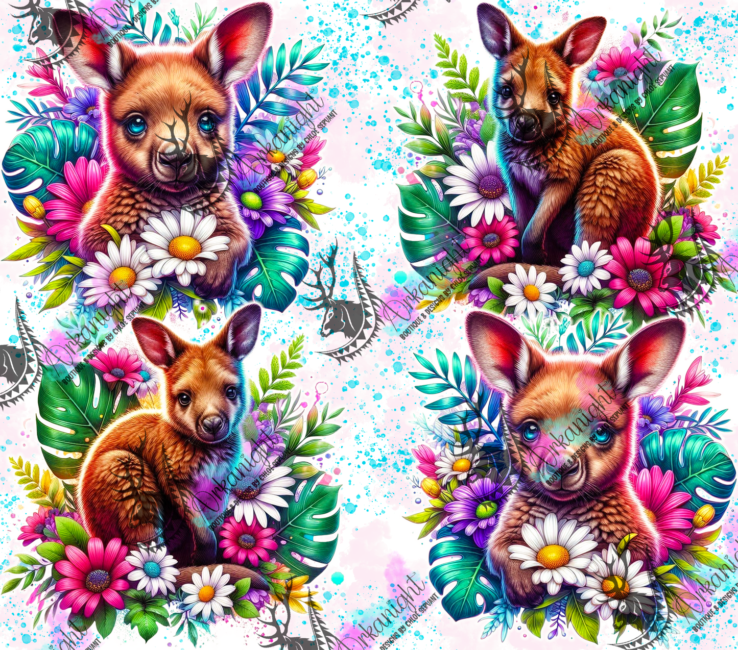Numérique - Collection Vivid Colors & Flowers - Animaux - Kangourou